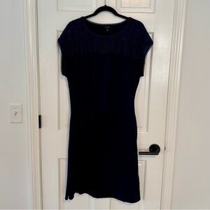 Talbots | Navy Blue Sheath Dress Short Sleeve, Eyelet Detail, Size XL - EUC